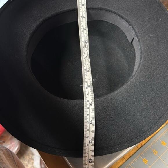 Vintage Made in the‎ U.S.A. Bollman Company 100% Wool Black Floral Pork Pie Hat - Picture 6 of 7